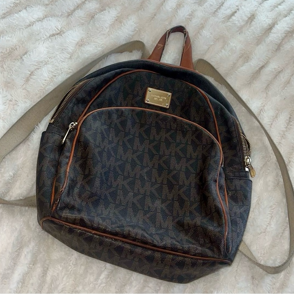 Michael Kors brown monogram backpack